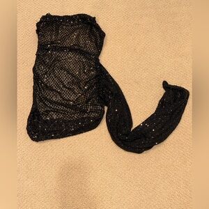 Fashion Nova Black Sequin Bodycon Mini Dress with Train